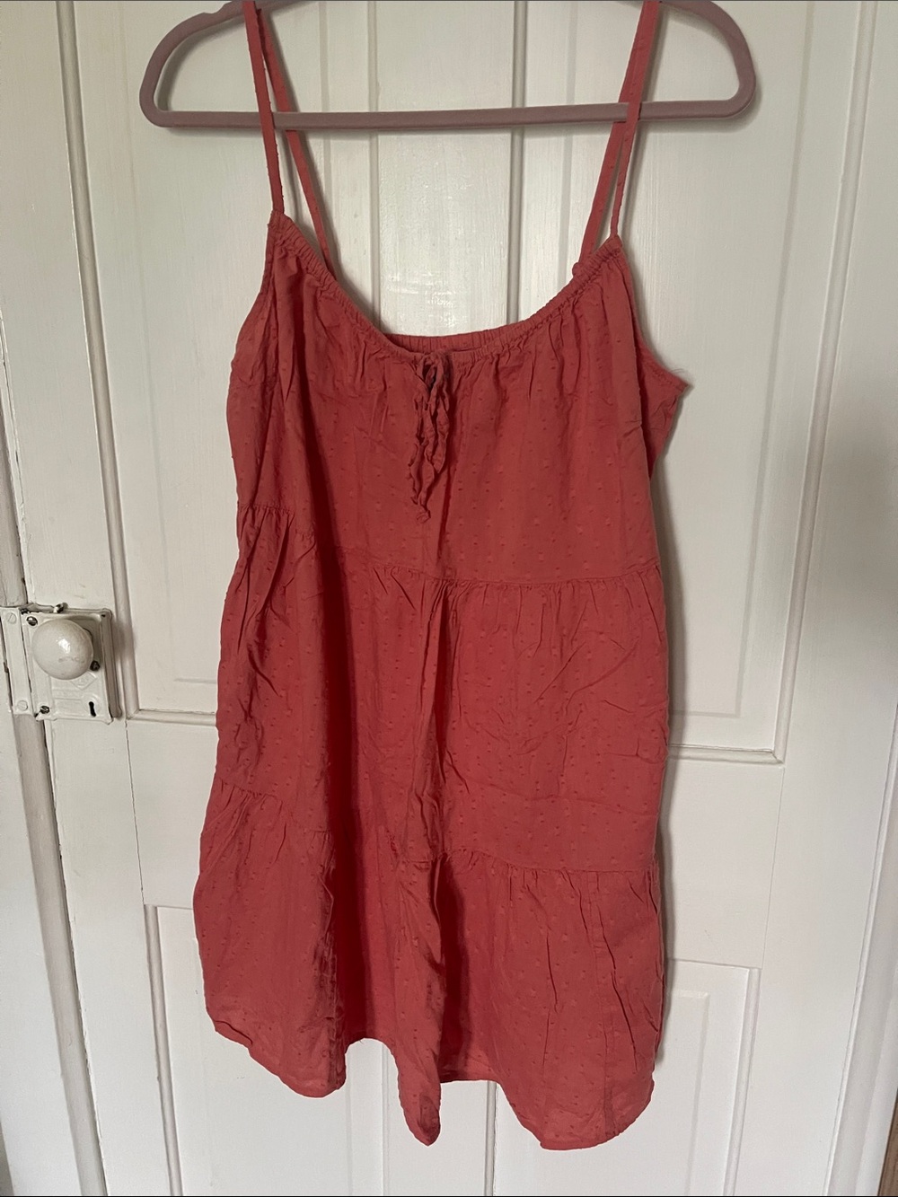 Old Navy Coral Rust Spaghetti Strap Tiered Midi Dress